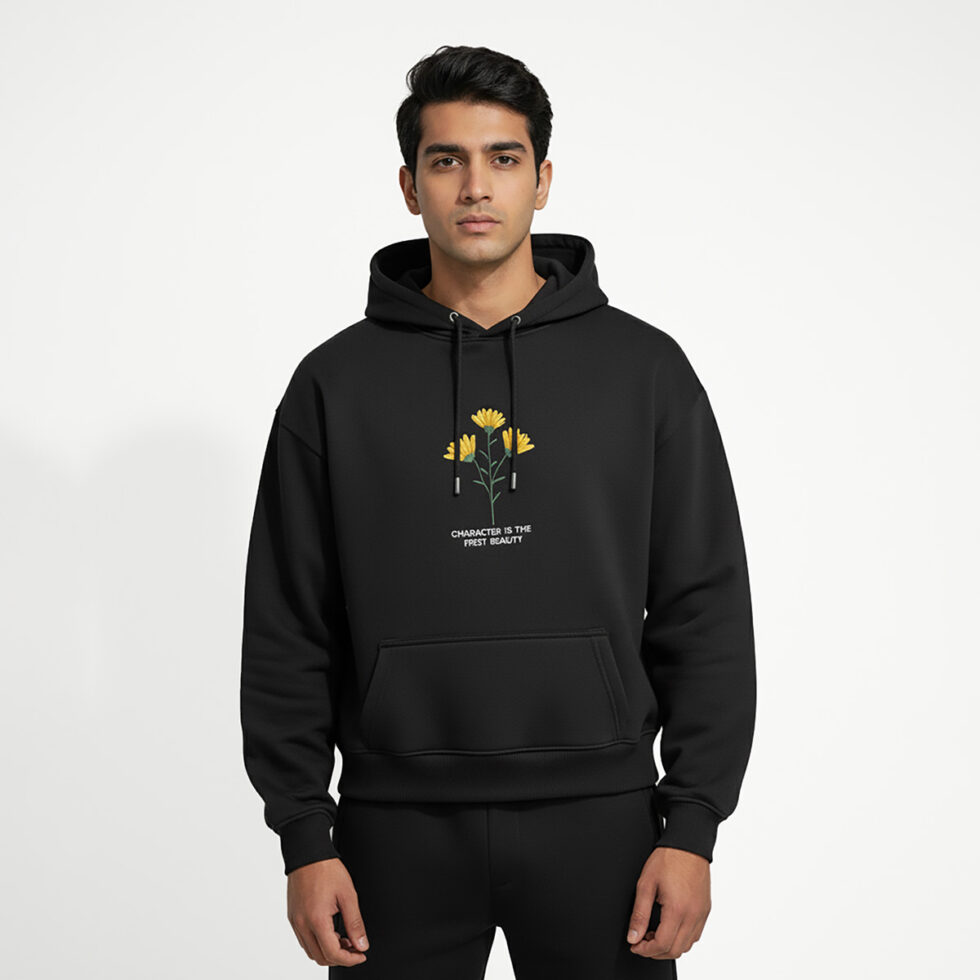DORI - Black Embroidered Hoodie
