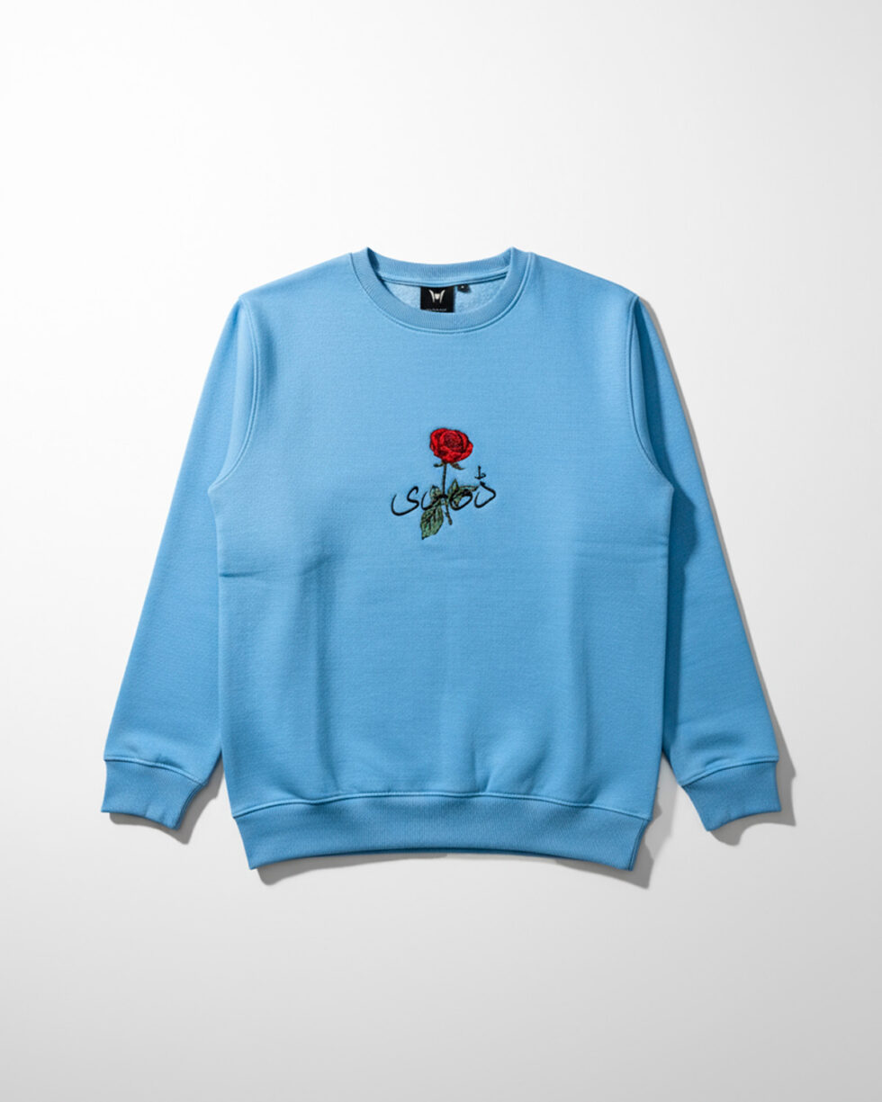 Sky Blue Embroidered Sweatshirt