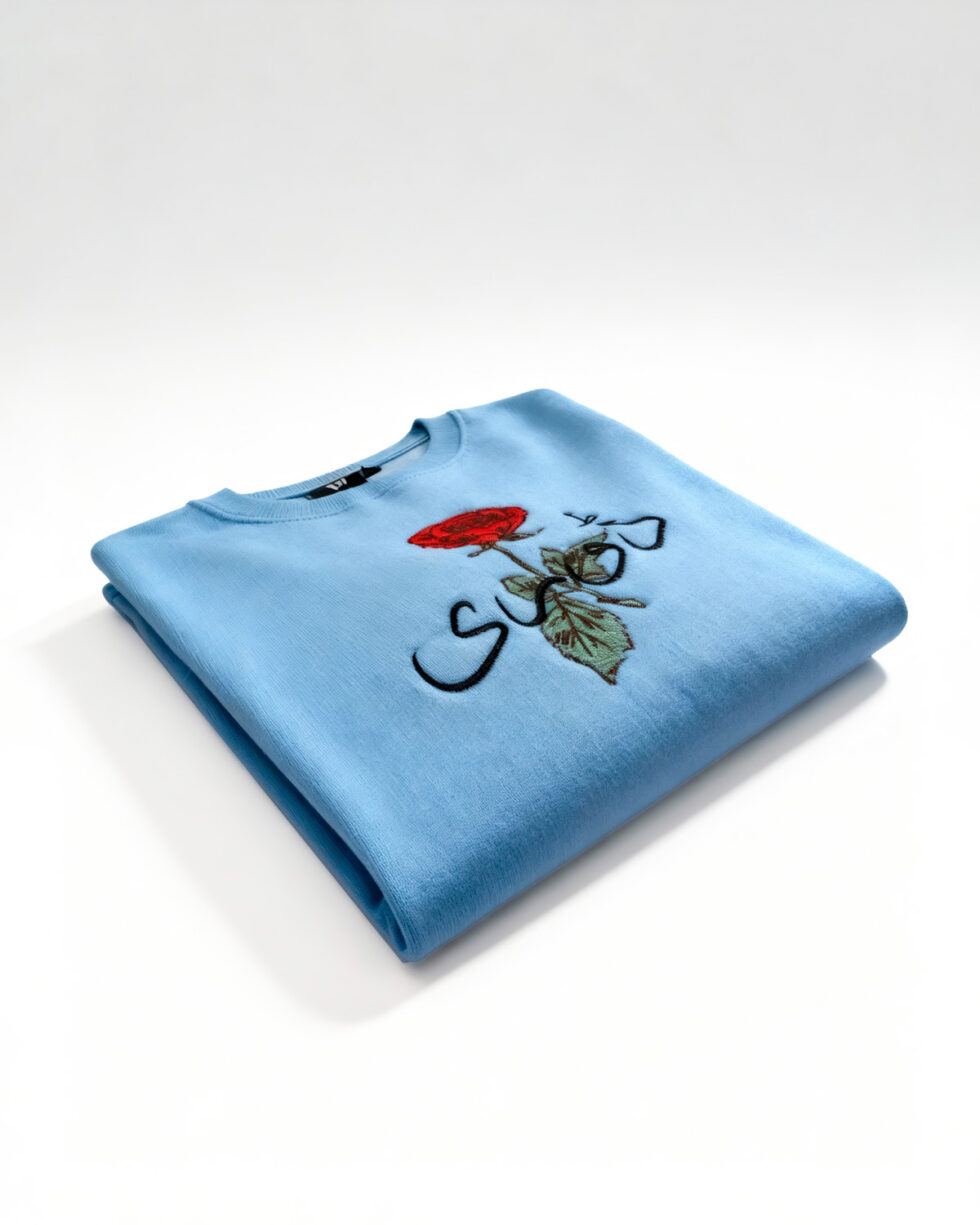 Sky Blue Embroidered Sweatshirt