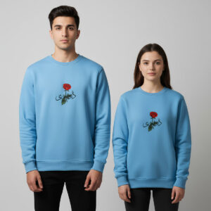 Sky Blue Embroidered Sweatshirt