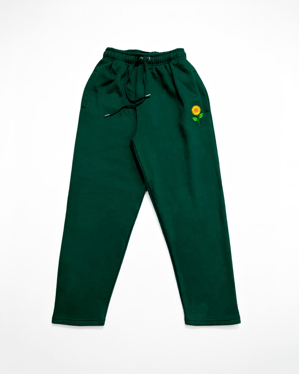 Green Embroidered Fleece Trouser