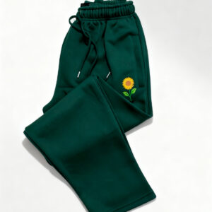 Green Embroidered Fleece Trouser