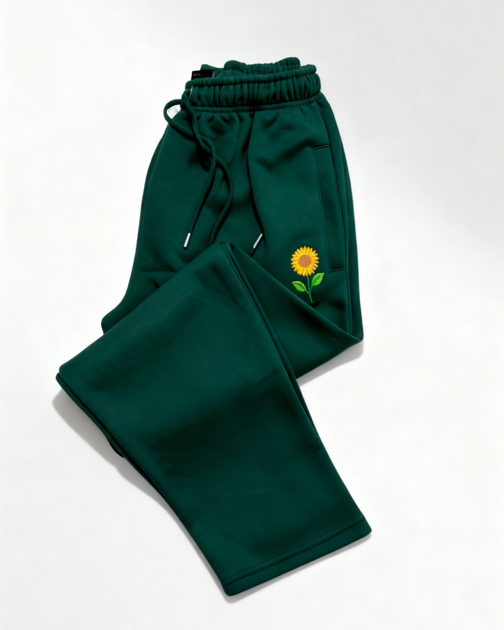 Green Embroidered Fleece Trouser