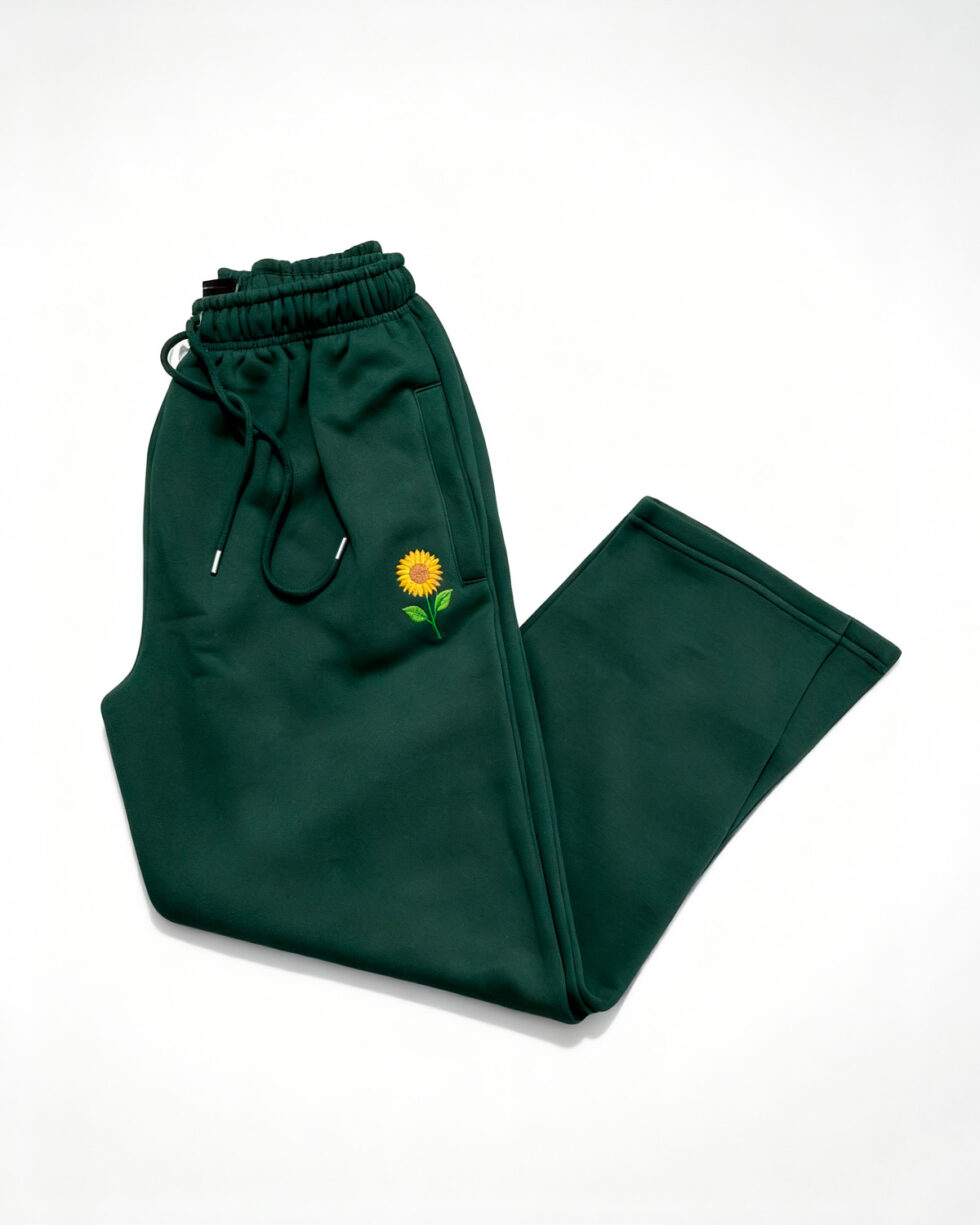 Green Embroidered Fleece Trouser