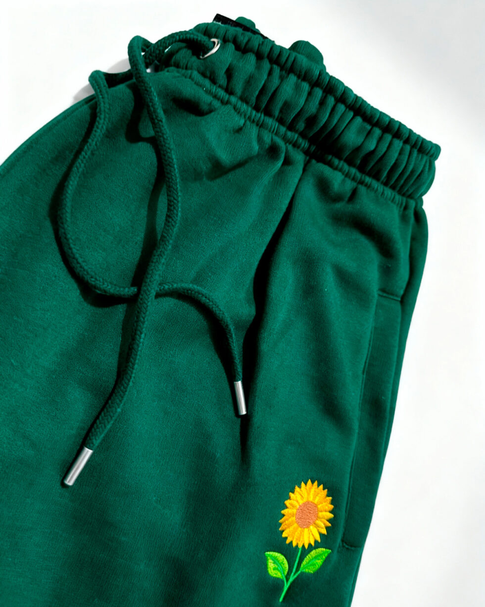 Green Embroidered Fleece Trouser