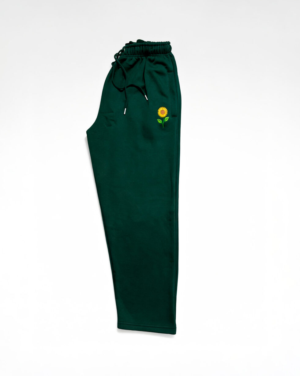 Green Embroidered Fleece Trouser