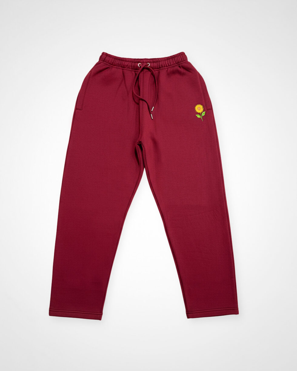 Maroon Embroidered Fleece Trouser