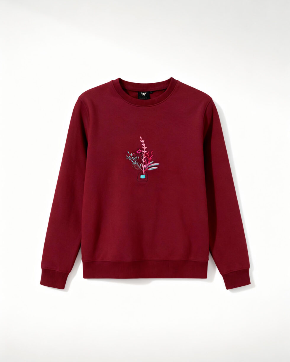 Maroon Embroidered Sweatshirt