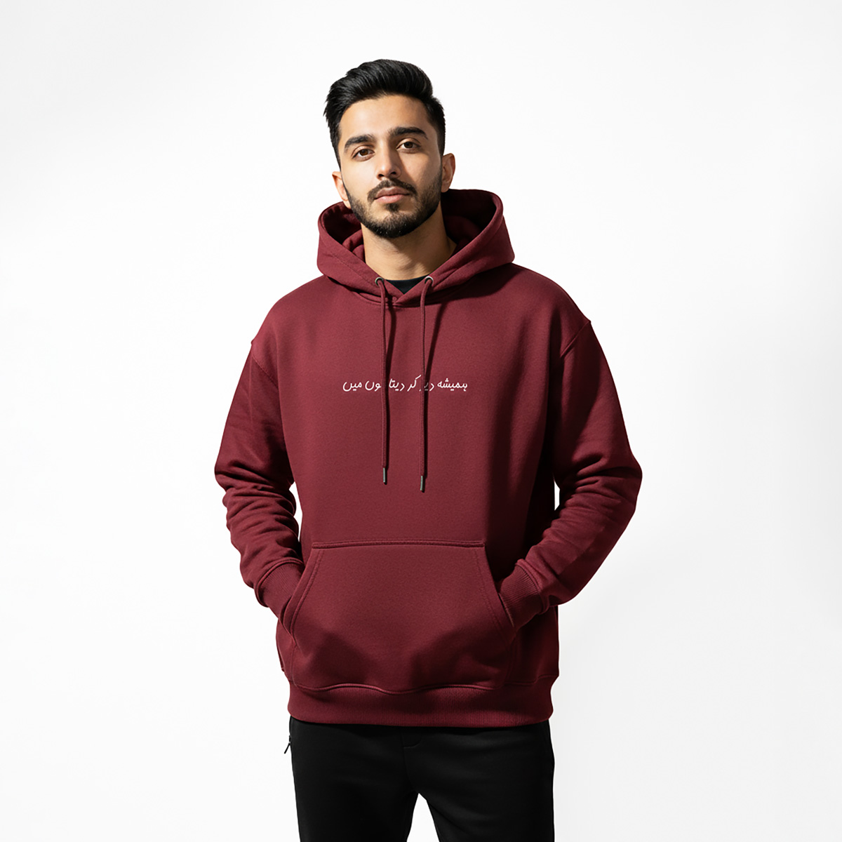 DORI - Maroon Embroidered Hoodie