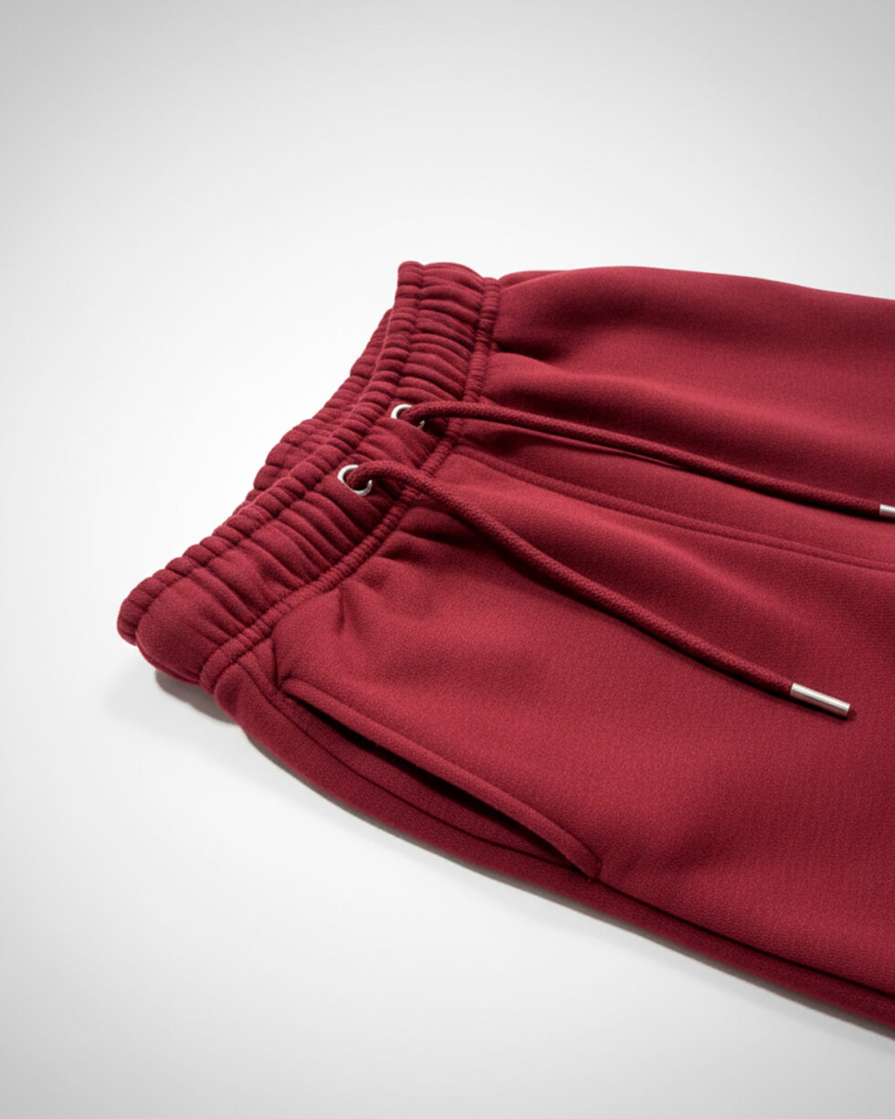 Maroon Embroidered Fleece Trouser