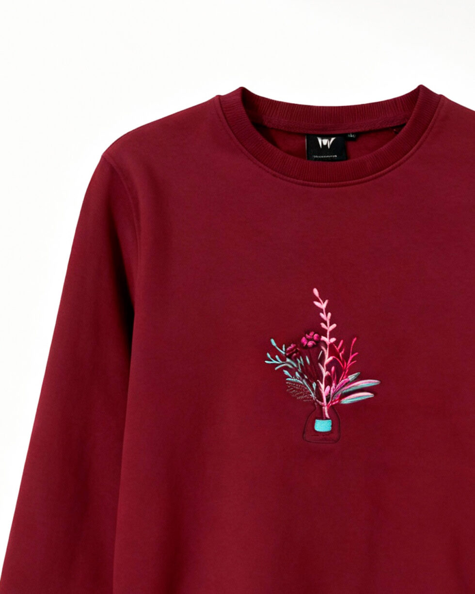 Maroon Embroidered Sweatshirt