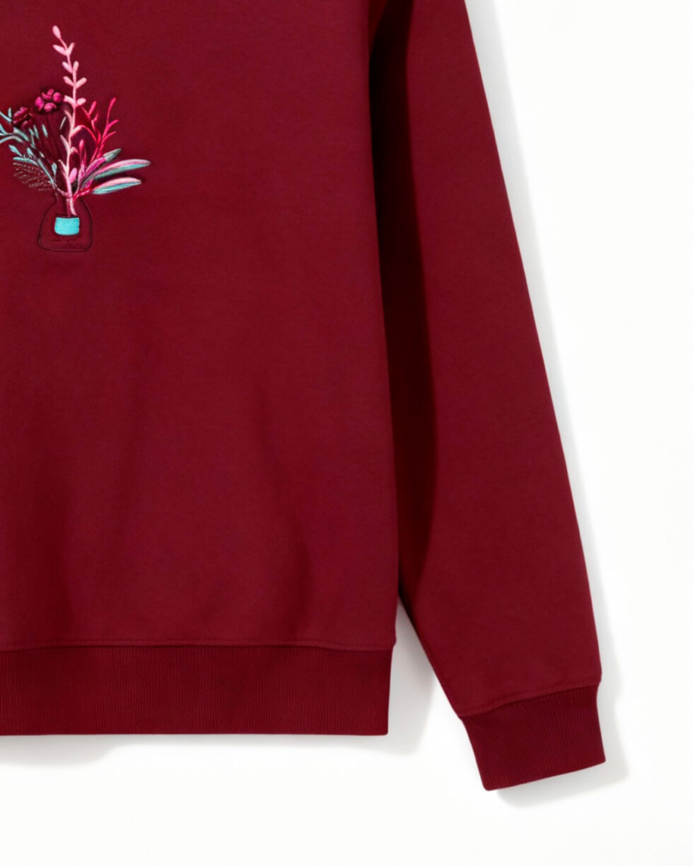Maroon Embroidered Sweatshirt