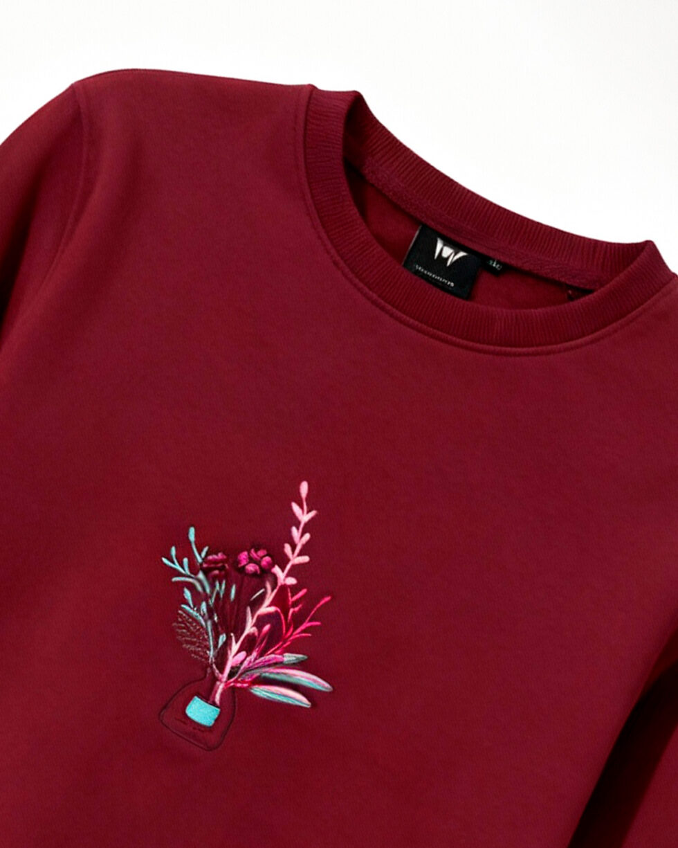 Maroon Embroidered Sweatshirt