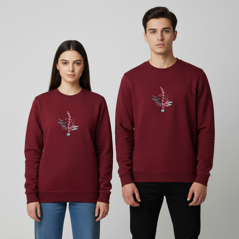 Maroon Embroidered Sweatshirt