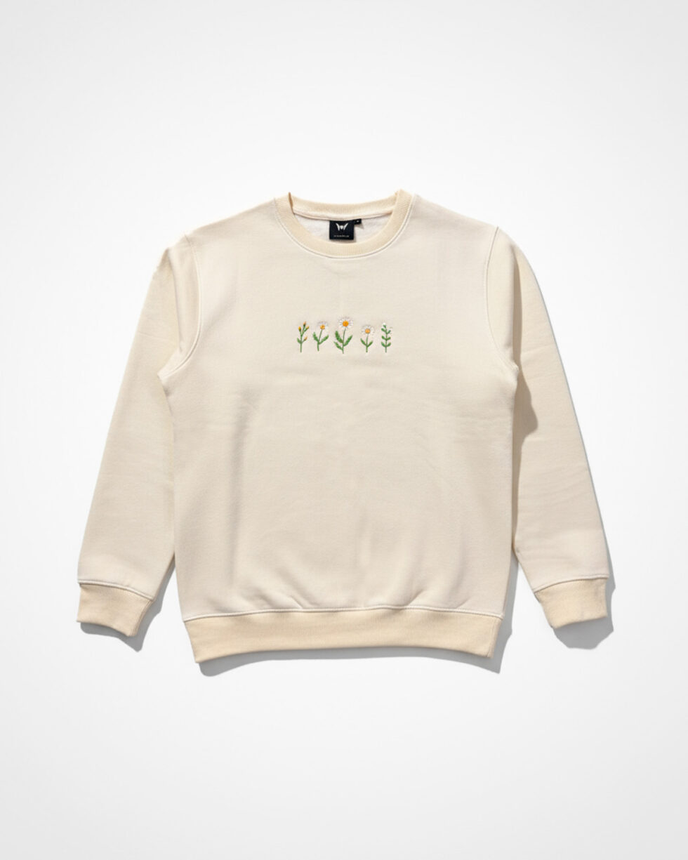 Cream Embroidered Sweatshirt