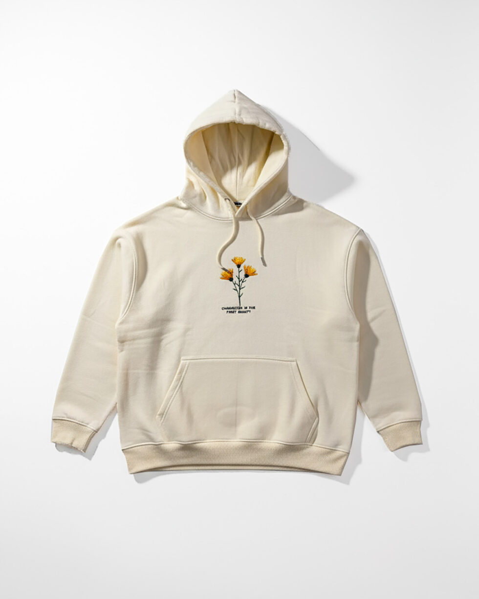 DORI - Cream Floral Embroidered Hoodie