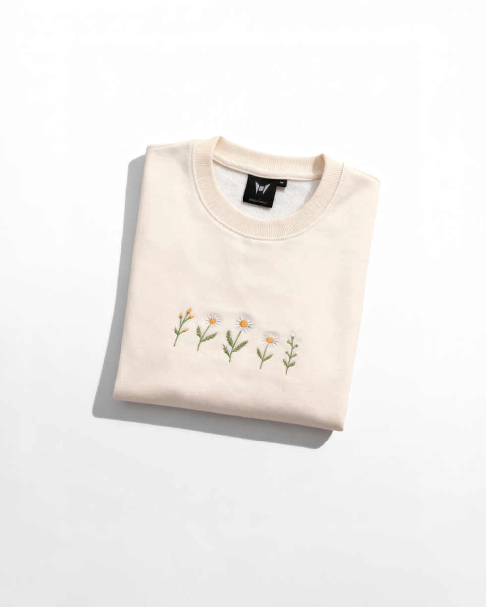 Cream Embroidered Sweatshirt