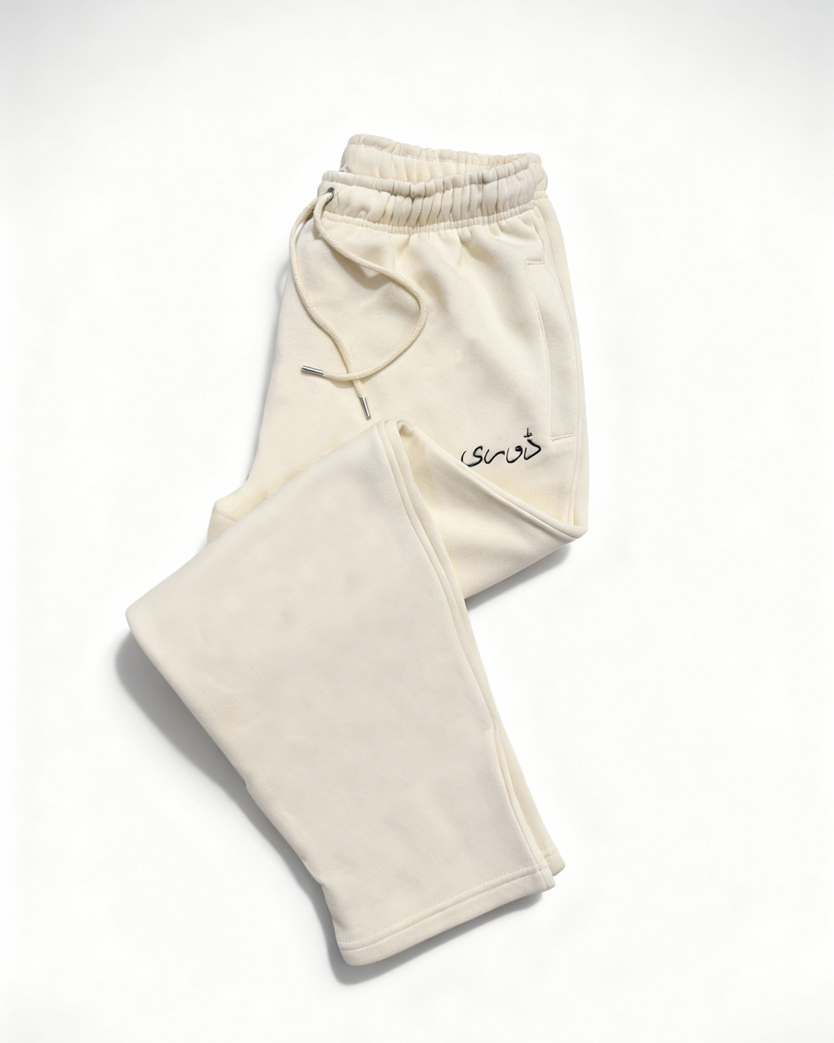 Cream Embroidered Fleece Trouser