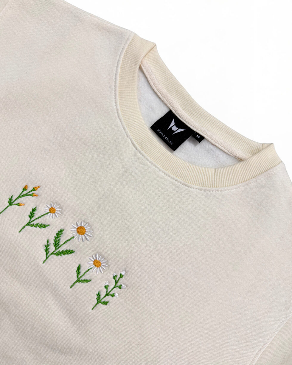 Cream Embroidered Sweatshirt