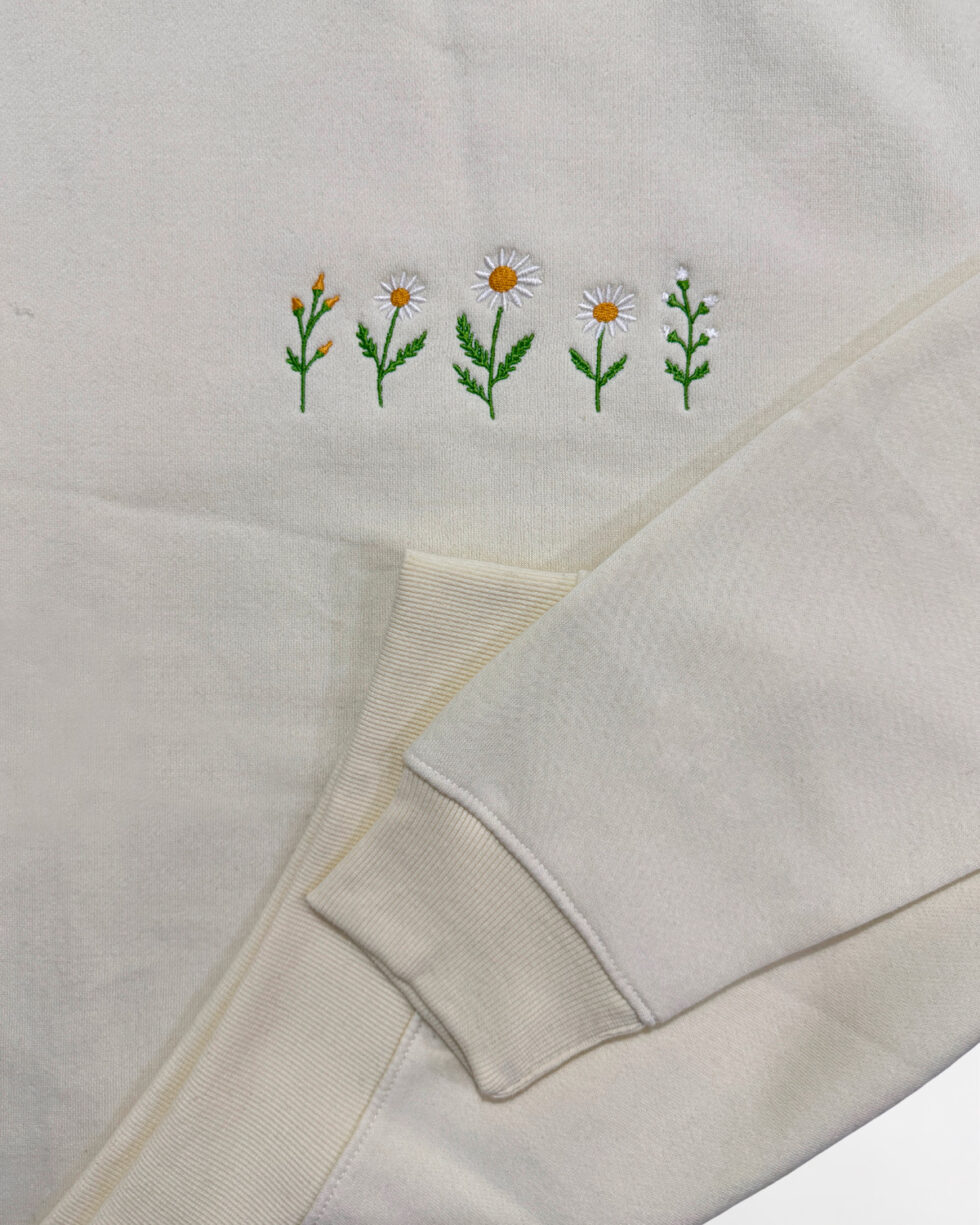 Cream Embroidered Sweatshirt