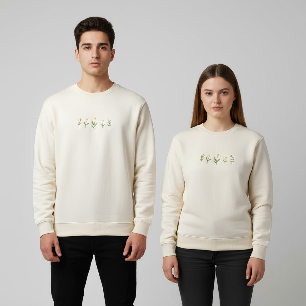 Cream Embroidered Sweatshirt